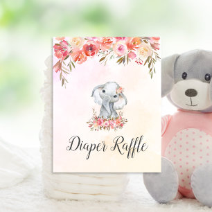 Baby Elephant Baby Shower Diaper Raffle Poster