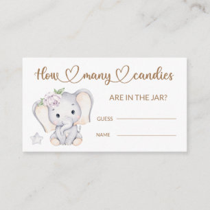 Baby Elephant Baby Shower Guess How Many Candies Enclosure Card