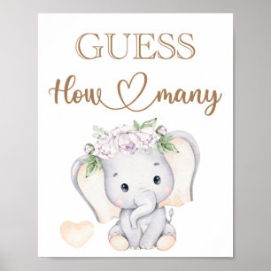 Baby Elephant Baby Shower Guess How Many  Poster
