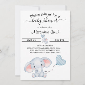 Baby Elephant Baby Shower Invitation