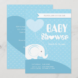 Baby Elephant Baby Shower Invitation for Baby Boy