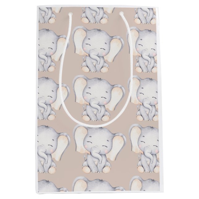Baby Elephant Baby Shower  Medium Gift Bag (Front)