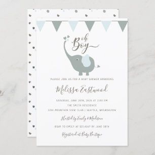 Baby Elephant Baby Shower Oh Boy Party Invitation