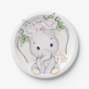 Baby Elephant Baby Shower Paper Plate