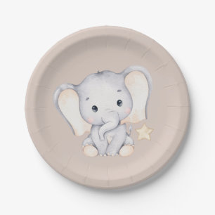 Baby Elephant Baby Shower Paper Plate