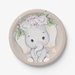 Baby Elephant Baby Shower Paper Plate