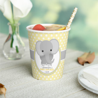 Baby Elephant Baby Shower Personalised Paper Cups