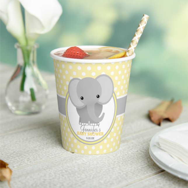 Baby Elephant Baby Shower Personalised Paper Cups (Insitu)