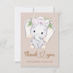 Baby elephant baby shower thank you card