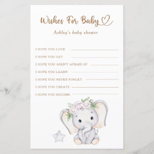 Baby Elephant Baby Shower Wishes for Baby
