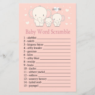 Baby Elephant Baby word scramble game