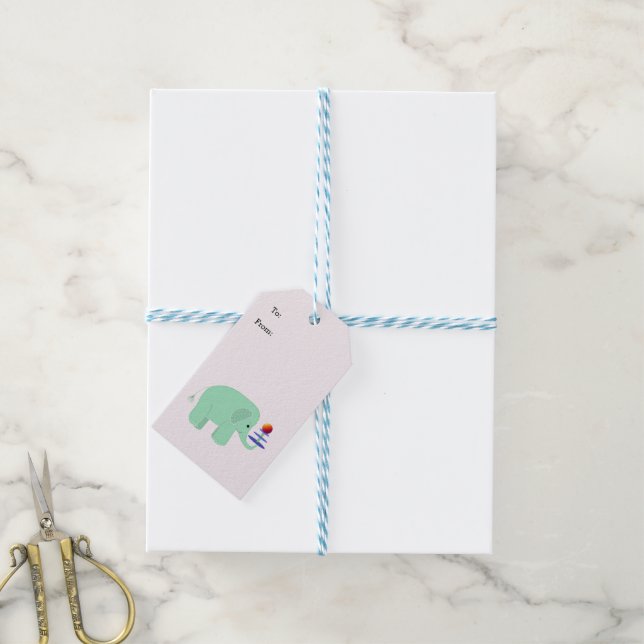 Baby Elephant Balancing Act Gift Tags (With Twine)