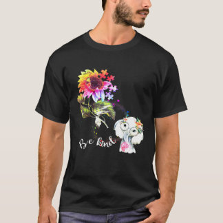 Baby Elephant Be Kind Colourful Sunflower Autism A T-Shirt