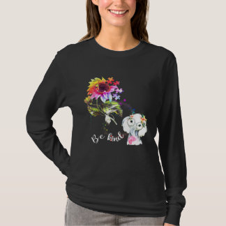 Baby Elephant Be Kind Colourful Sunflower Autism A T-Shirt