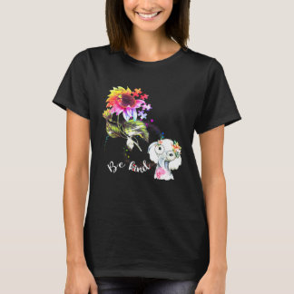 Baby Elephant Be Kind Colourful Sunflower Autism A T-Shirt