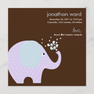 Baby Elephant Birth Announcement