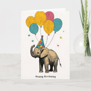 Baby Elephant Birthday Card with "Happy Birthday" 