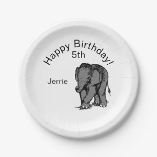 Baby Elephant Birthday Paper Plate