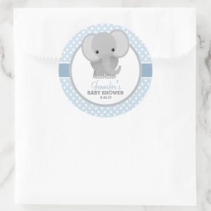 Baby Elephant (blue) Baby Shower Classic Round Sticker