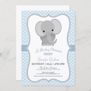 Baby Elephant (blue) Baby Shower Invitation