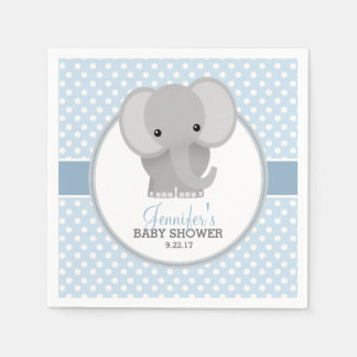 Baby Elephant (blue) Baby Shower Napkin