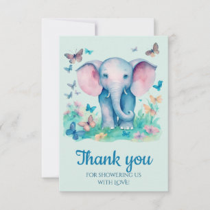 Baby Elephant Blue Baby Shower Thank You
