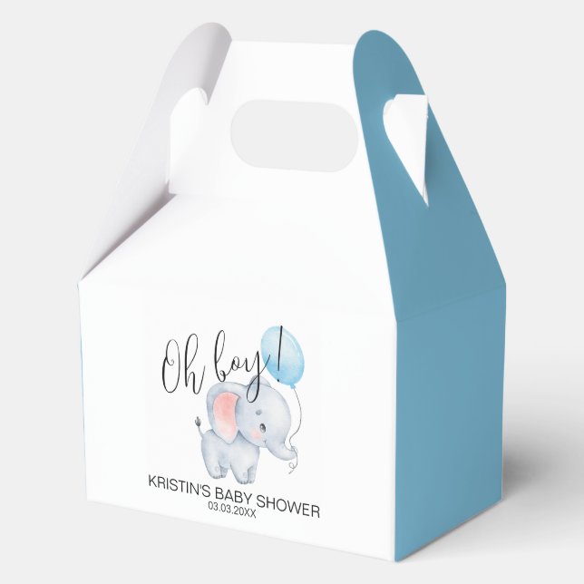 Baby Elephant & Blue Balloon Baby Shower  Favour Box (Front)