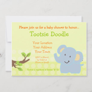 Baby Elephant Blue Boy Baby Shower Sprinkle Invitation