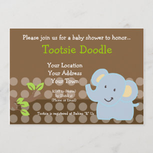 Baby Elephant Blue Boy Baby Shower Sprinkle Invitation