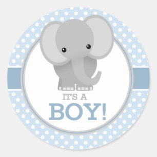 Baby Elephant (blue) It's a Boy Classic Round Sticker
