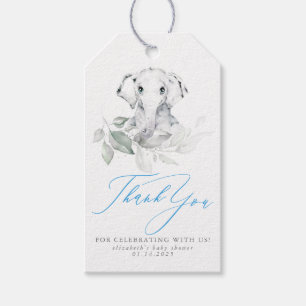 Baby Elephant Blue Sage Baby Shower Thank You Gift Tags