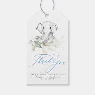 Baby Elephant Blue Sage Baby Shower Thank You Gift Tags