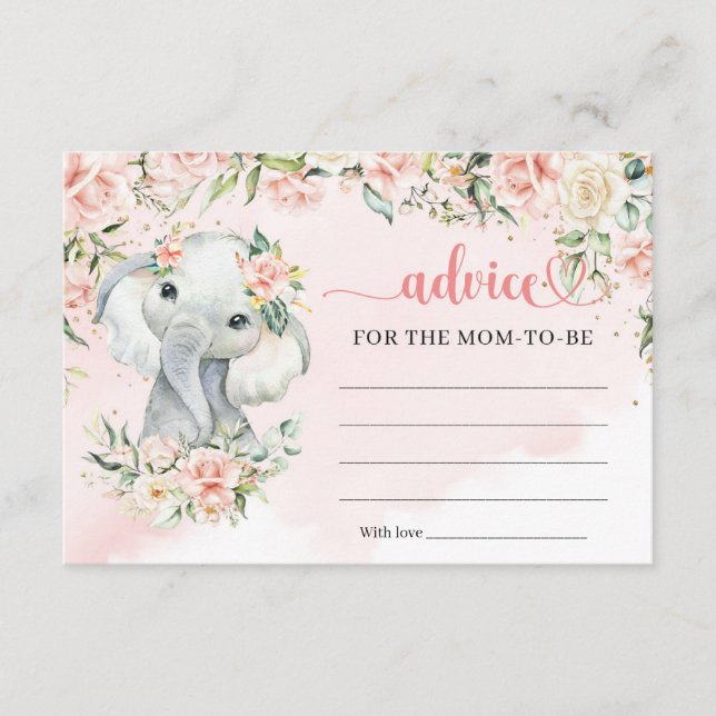 Baby elephant blush gold Advice for the mum-to-be Enclosure Card (Front)