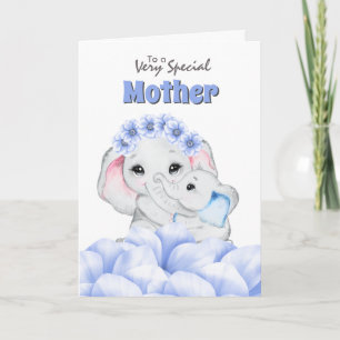 Baby elephant boy mothers day floral card