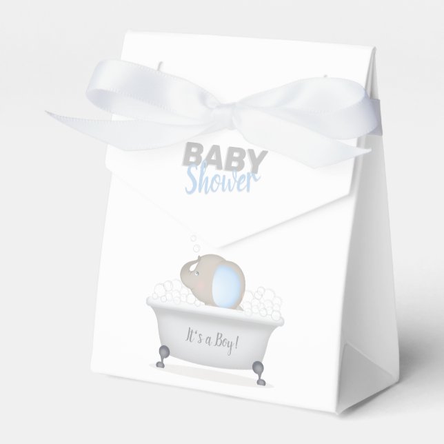 Baby Elephant Bubble Bath Boy Baby Shower Favour Box (Front Side)
