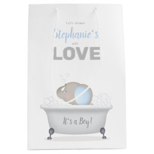 Baby Elephant Bubble Bath Boy Baby Shower Medium Gift Bag