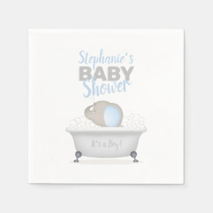 Baby Elephant Bubble Bath Boy Baby Shower Napkin