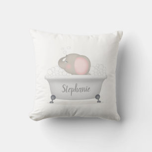 Baby Elephant Bubble Bath Girl Baby Shower Cushion