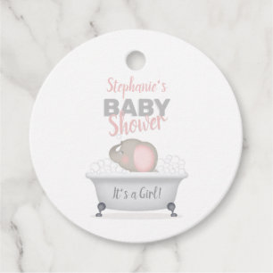 Baby Elephant Bubble Bath Girl Baby Shower Favour Tags