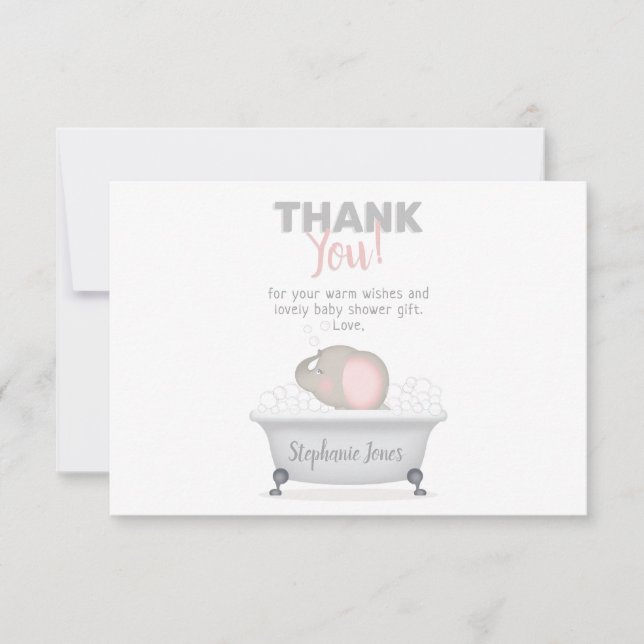Baby Elephant Bubble Bath Girl Baby Shower Invitation (Front)