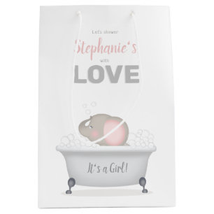 Baby Elephant Bubble Bath Girl Baby Shower Medium Gift Bag