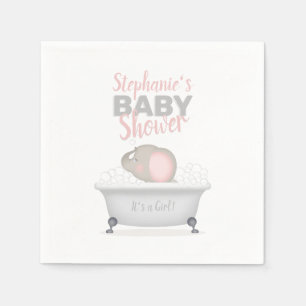 Baby Elephant Bubble Bath Girl Baby Shower Napkin