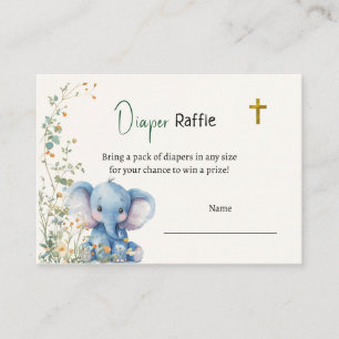 Baby Elephant & Butterflies Diaper Raffle Cards