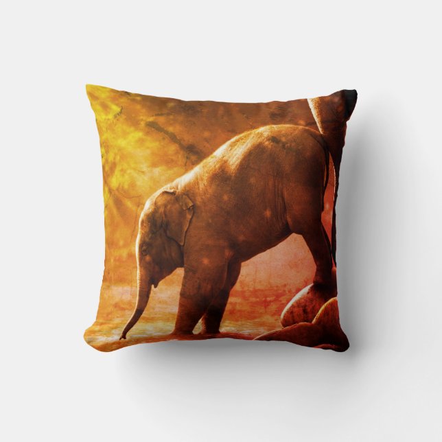 Baby Elephant by Water Pillow (Front)