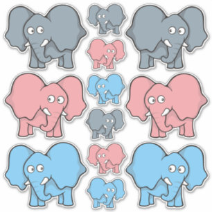 Baby Elephant Cartoons Icons Set