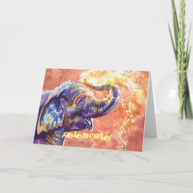 Baby Elephant Celebrate! Announcement (Front)