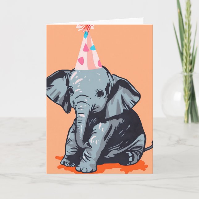 Baby Elephant Celebration Greeting Card (Front)