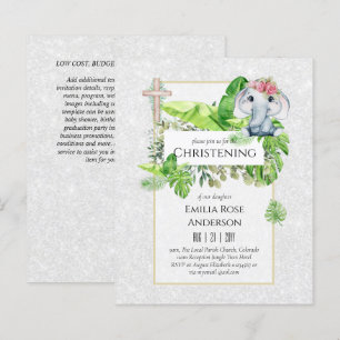 Baby Elephant CHRISTENING Invite for Girls Jungle