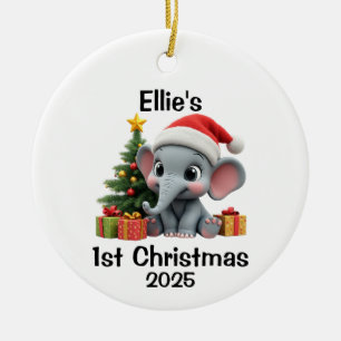 Baby Elephant Christmas Ceramic Tree Decoration