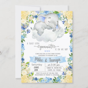 Baby elephant & cloud boy baby shower invitation. invitation
